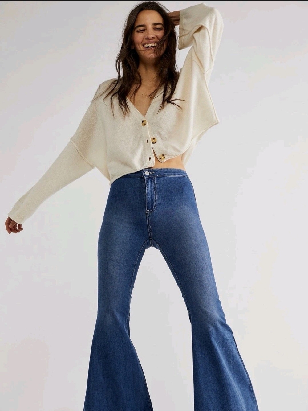 Free People We The Free Women’s 25 High Rise Flare Jeans Just Float On Stretch